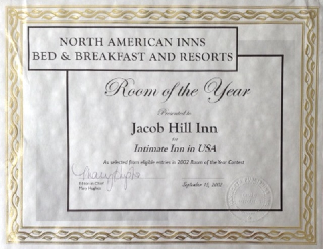 Jacob Hill Inn awarded Room of the Year